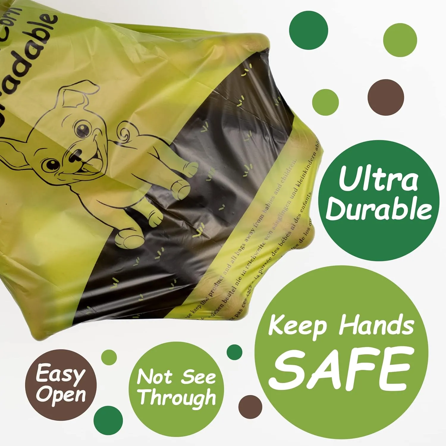 GREENER WALKER Poop Bags for Dog Waste, 1080 Doggy Waste Bags Extra Thick Strong 100% Leak-Proof (Deep Green)