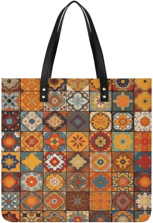 Group of Moroccan Geometric Large Leather Handbags Women Fashion Handbag Multifunctional Travel Bag It Is A Great Gift for Mothers, Teachers, Friends, Bridesmaids