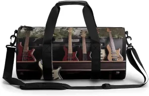 Guitar Bass Music Musical Instruments Gym Bag for Men Women Water Resistant Duffle Bag Travel Lightweight Bag for Travel Sports