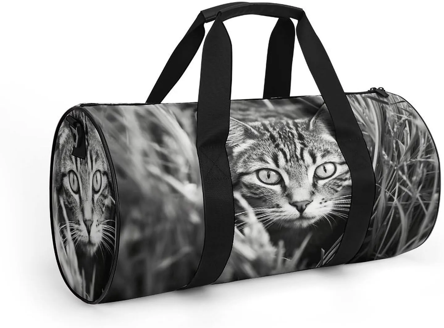 Gym Bag A Cat on The Grass Duffel Bag for Men Women Overnight Bag with Shoe Compartment Workout Bags