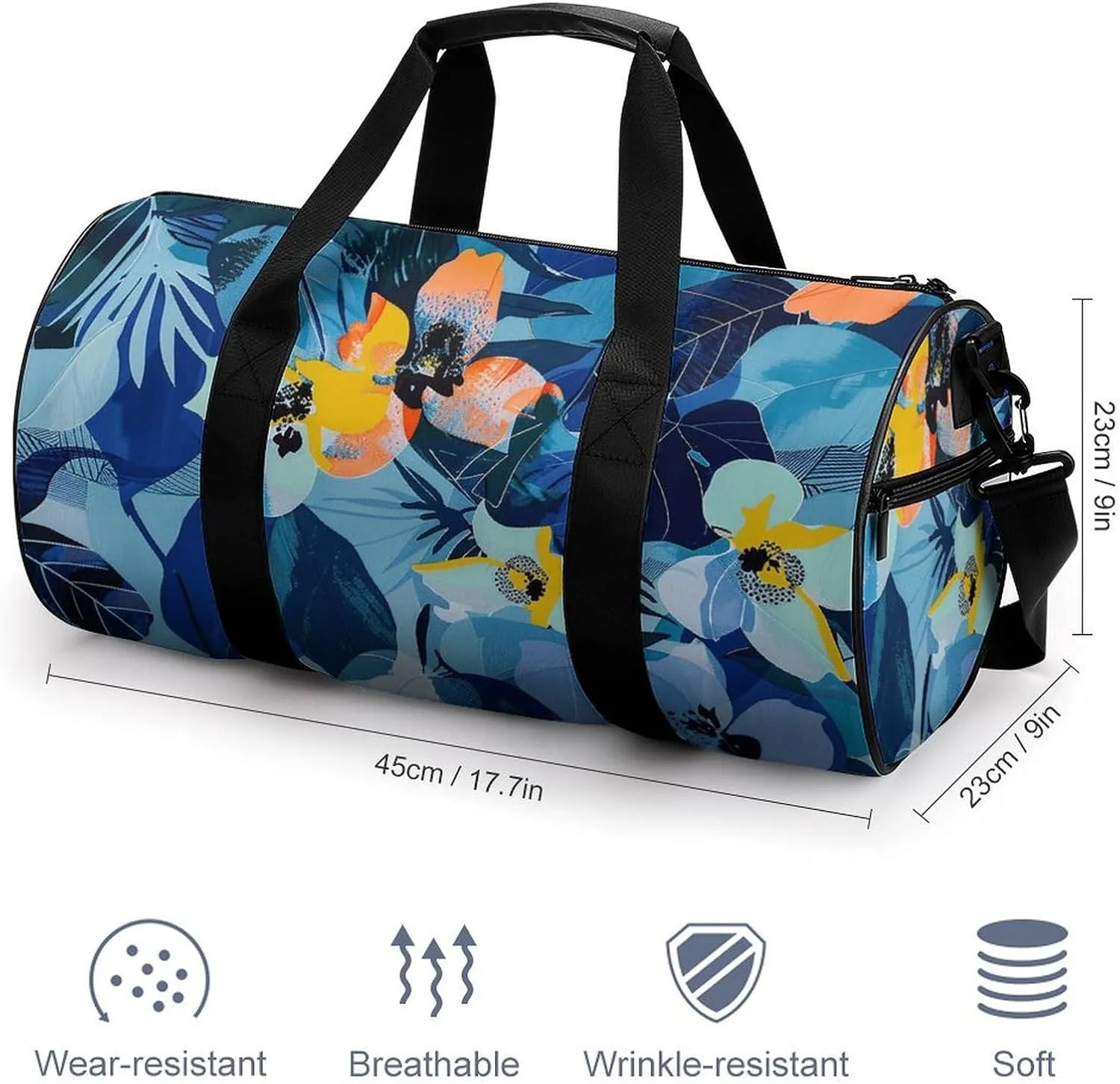 Gym Bag Abstract Floral Print Duffel Bag for Men Women Overnight Bag with Shoe Compartment Workout Bags
