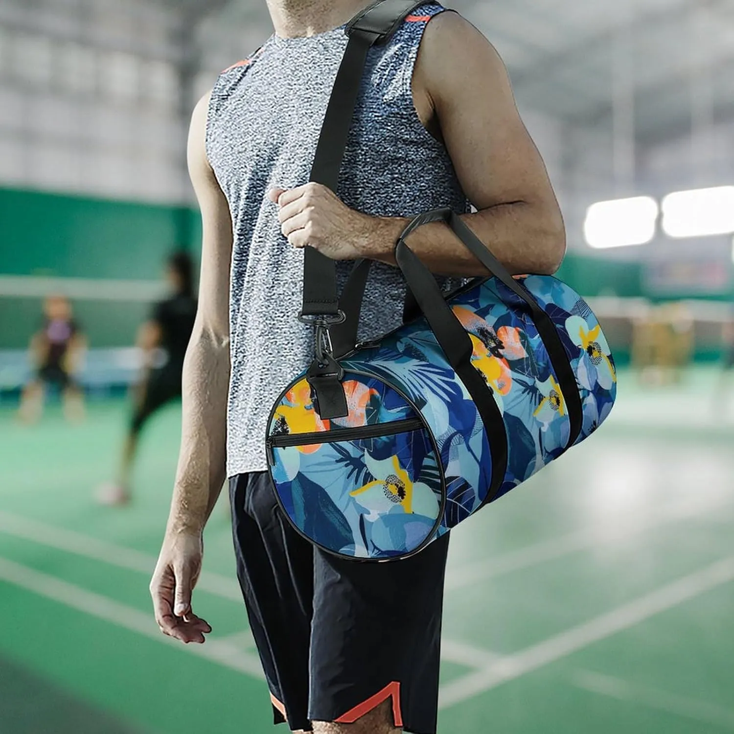 Gym Bag Abstract Floral Print Duffel Bag for Men Women Overnight Bag with Shoe Compartment Workout Bags
