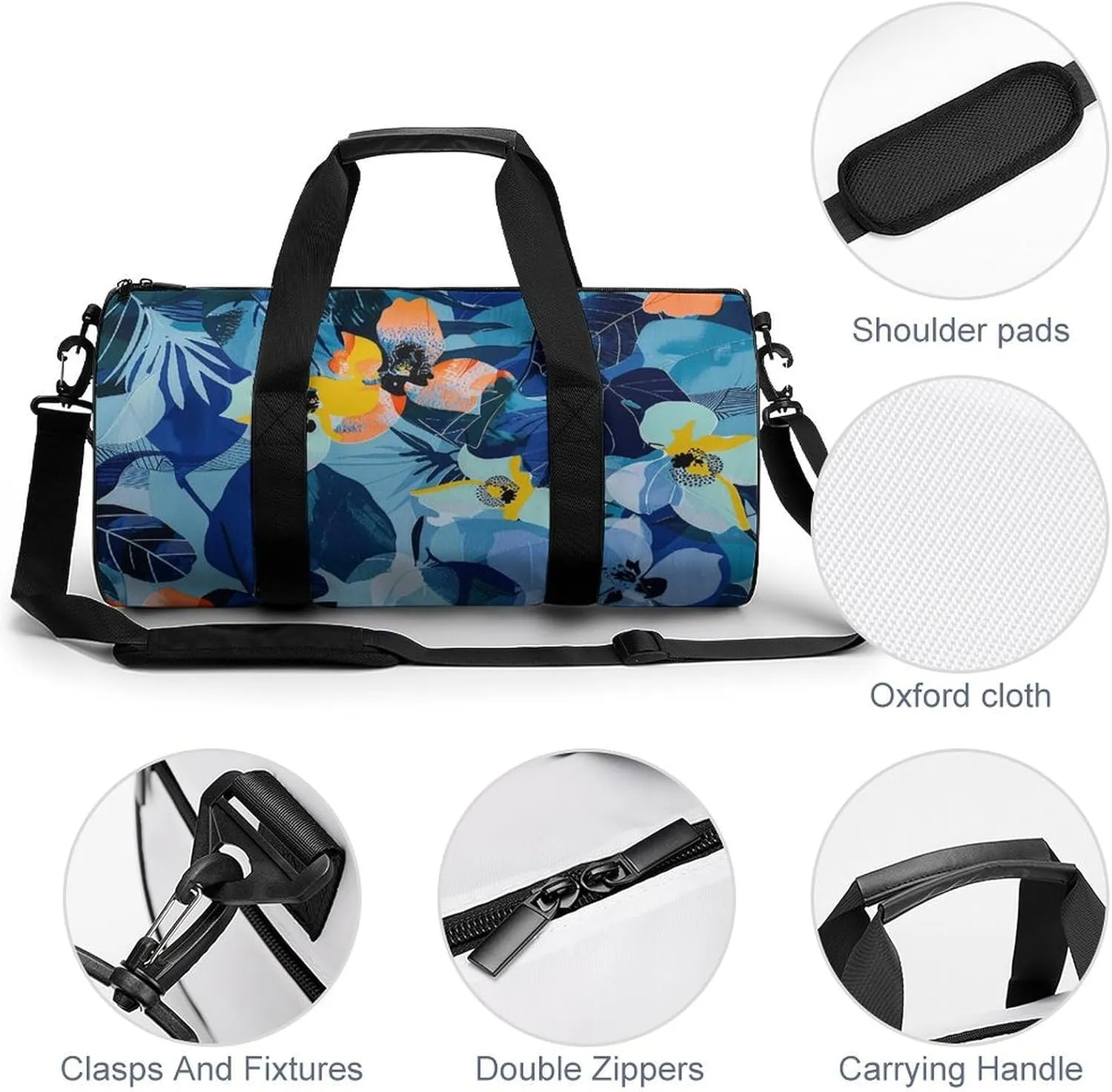 Gym Bag Abstract Floral Print Duffel Bag for Men Women Overnight Bag with Shoe Compartment Workout Bags