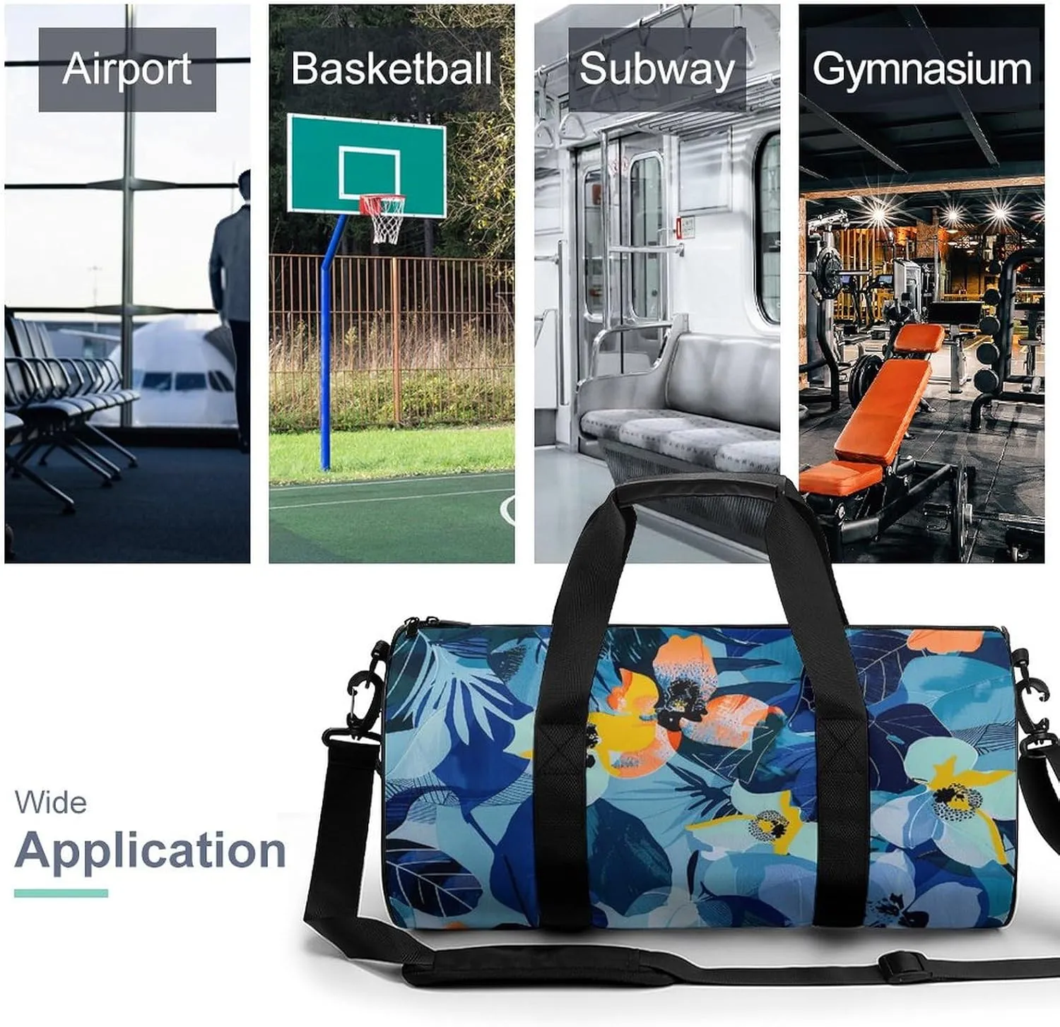 Gym Bag Abstract Floral Print Duffel Bag for Men Women Overnight Bag with Shoe Compartment Workout Bags