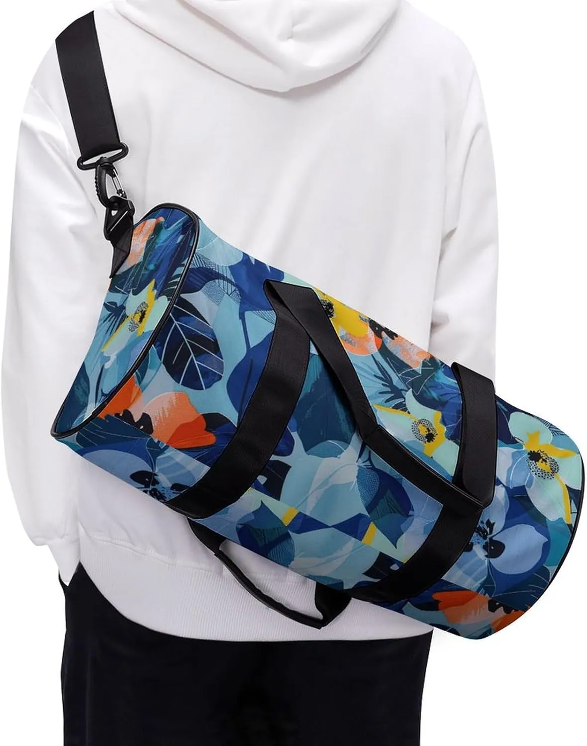 Gym Bag Abstract Floral Print Duffel Bag for Men Women Overnight Bag with Shoe Compartment Workout Bags