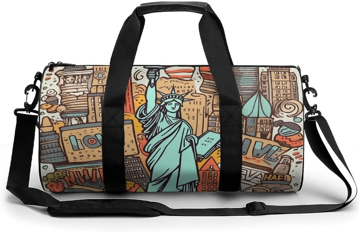 Gym Bag American Theme Art Duffel Bag for Men Women Overnight Bag with Shoe Compartment Workout Bags
