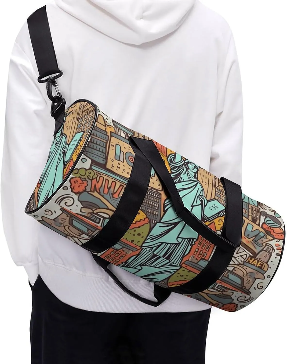 Gym Bag American Theme Art Duffel Bag for Men Women Overnight Bag with Shoe Compartment Workout Bags