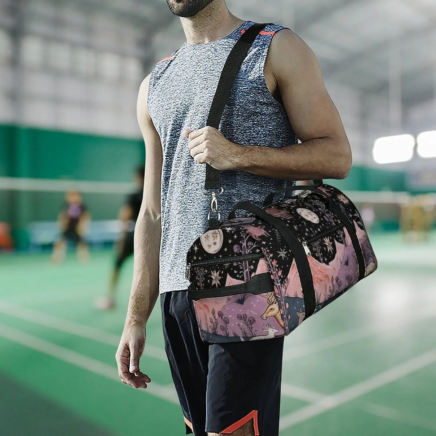 Gym Bag Animals On The Field Duffel Bag for Men Women Overnight Bag with Shoe Compartment Workout Bags
