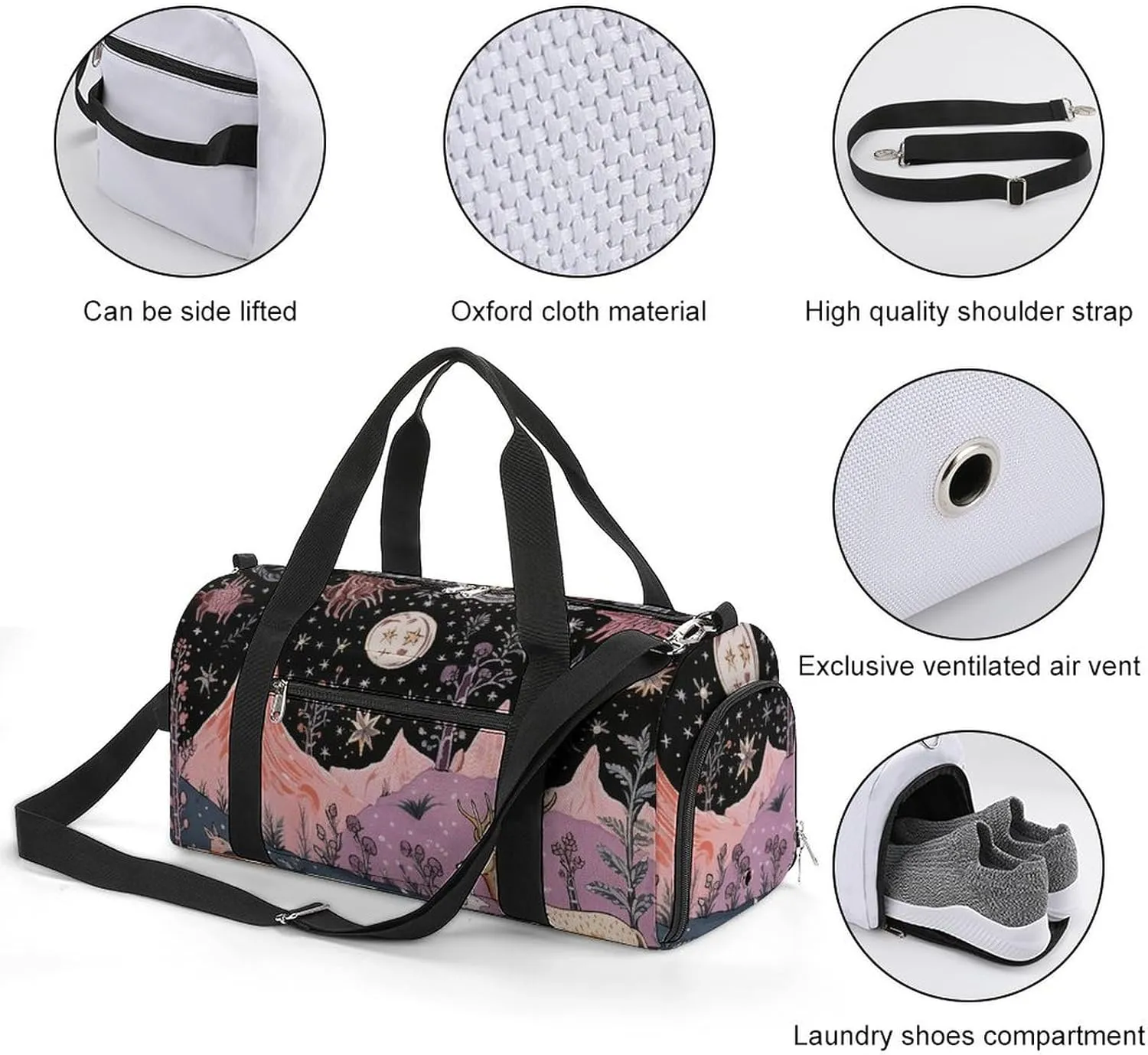 Gym Bag Animals On The Field Duffel Bag for Men Women Overnight Bag with Shoe Compartment Workout Bags