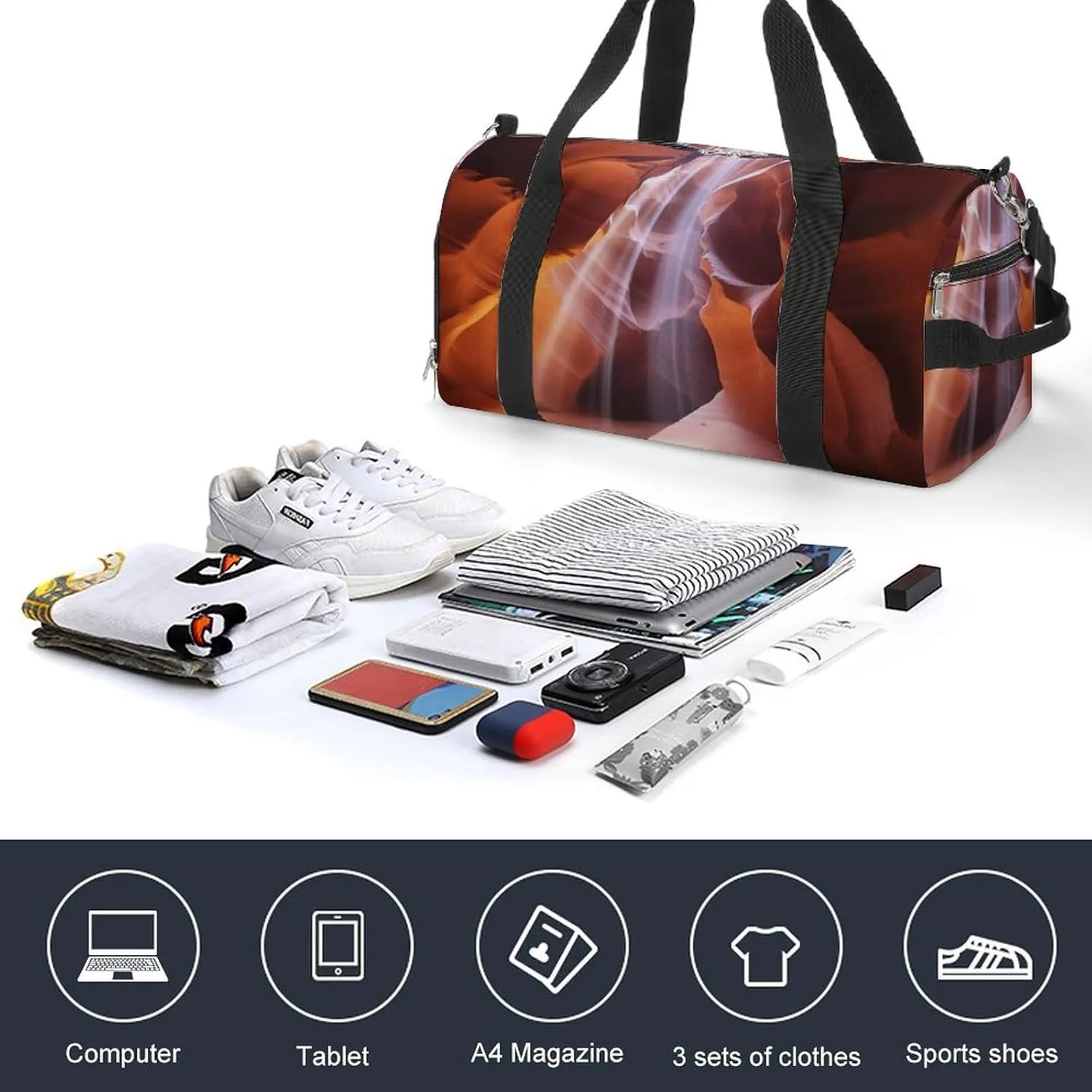 Gym Bag Antelope Canyon Duffel Bag for Men Women Overnight Bag with Shoe Compartment Workout Bags