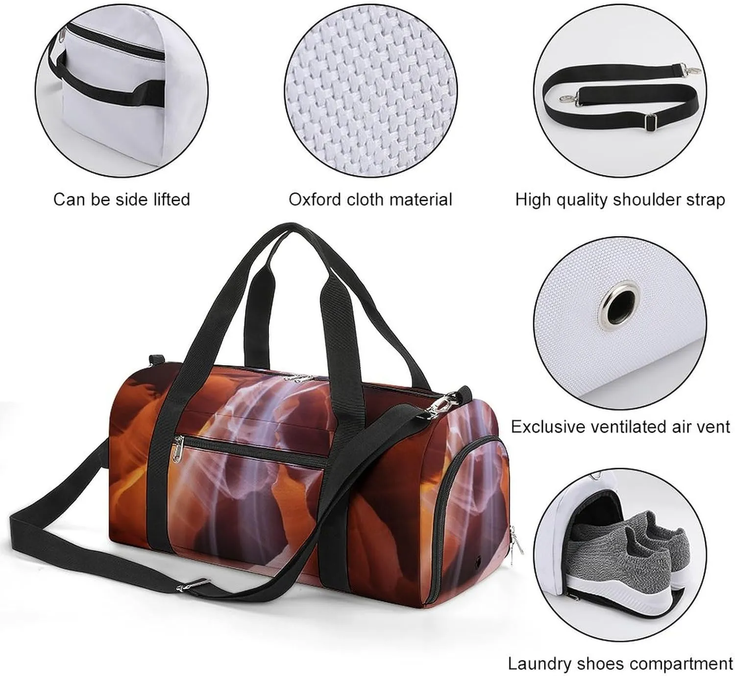Gym Bag Antelope Canyon Duffel Bag for Men Women Overnight Bag with Shoe Compartment Workout Bags