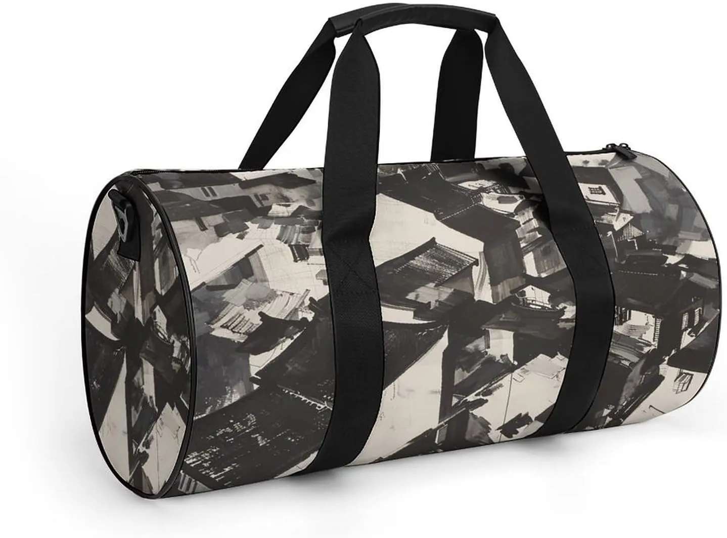 Gym Bag Black And White Painting Duffel Bag for Men Women Overnight Bag with Shoe Compartment Workout Bags