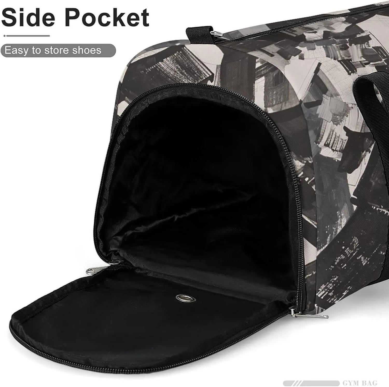 Gym Bag Black And White Painting Duffel Bag for Men Women Overnight Bag with Shoe Compartment Workout Bags