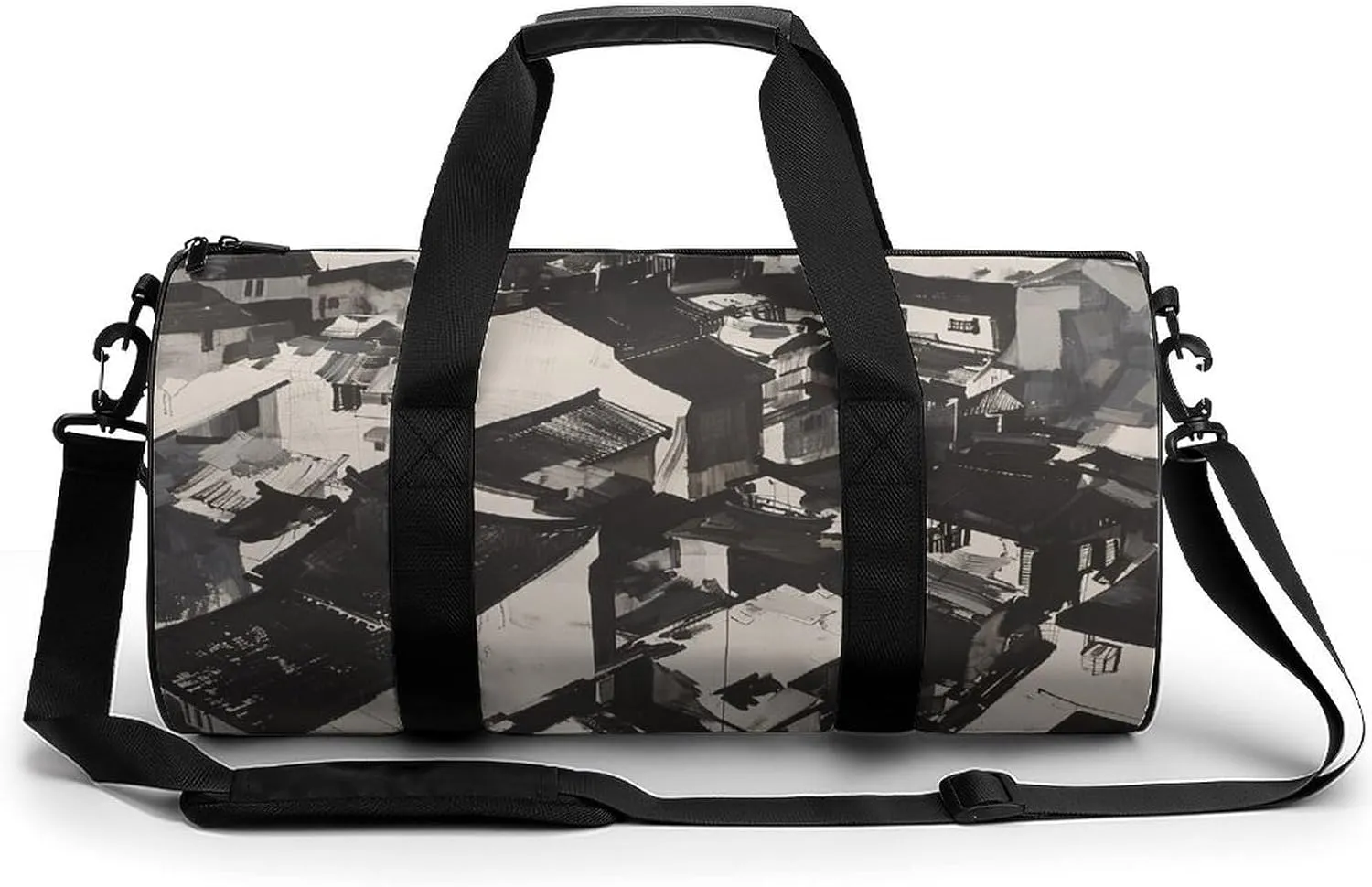 Gym Bag Black And White Painting Duffel Bag for Men Women Overnight Bag with Shoe Compartment Workout Bags