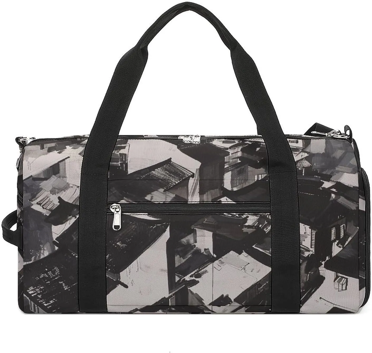 Gym Bag Black And White Painting Duffel Bag for Men Women Overnight Bag with Shoe Compartment Workout Bags