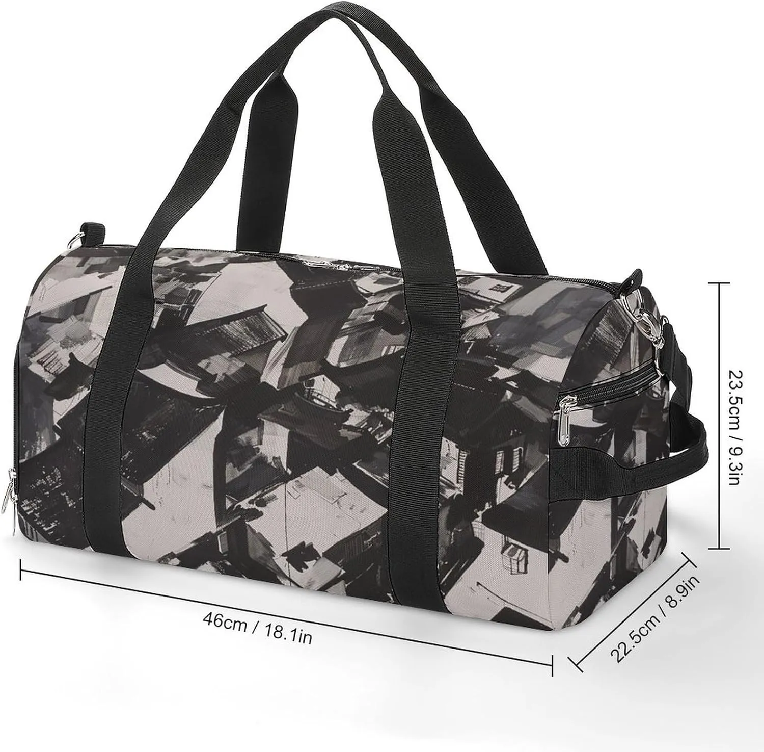 Gym Bag Black And White Painting Duffel Bag for Men Women Overnight Bag with Shoe Compartment Workout Bags