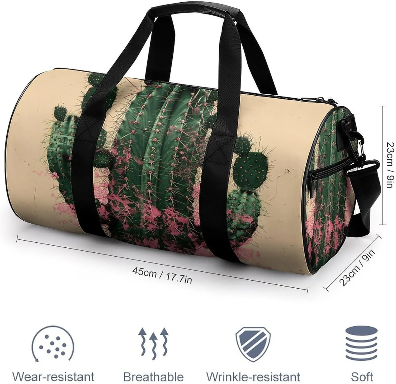 Gym Bag Cactus And Plants Duffel Bag for Men Women Overnight Bag with Shoe Compartment Workout Bags