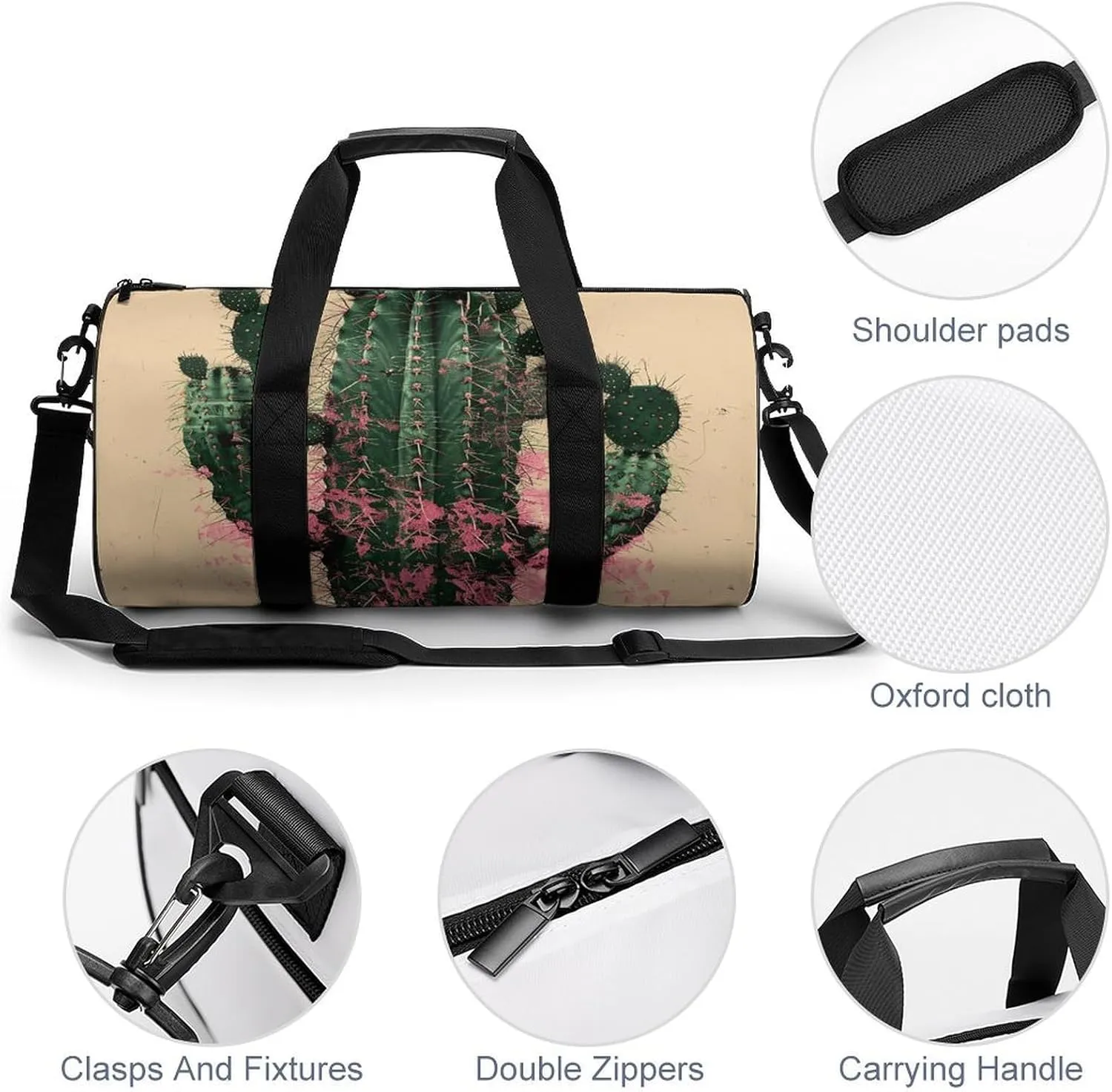 Gym Bag Cactus And Plants Duffel Bag for Men Women Overnight Bag with Shoe Compartment Workout Bags