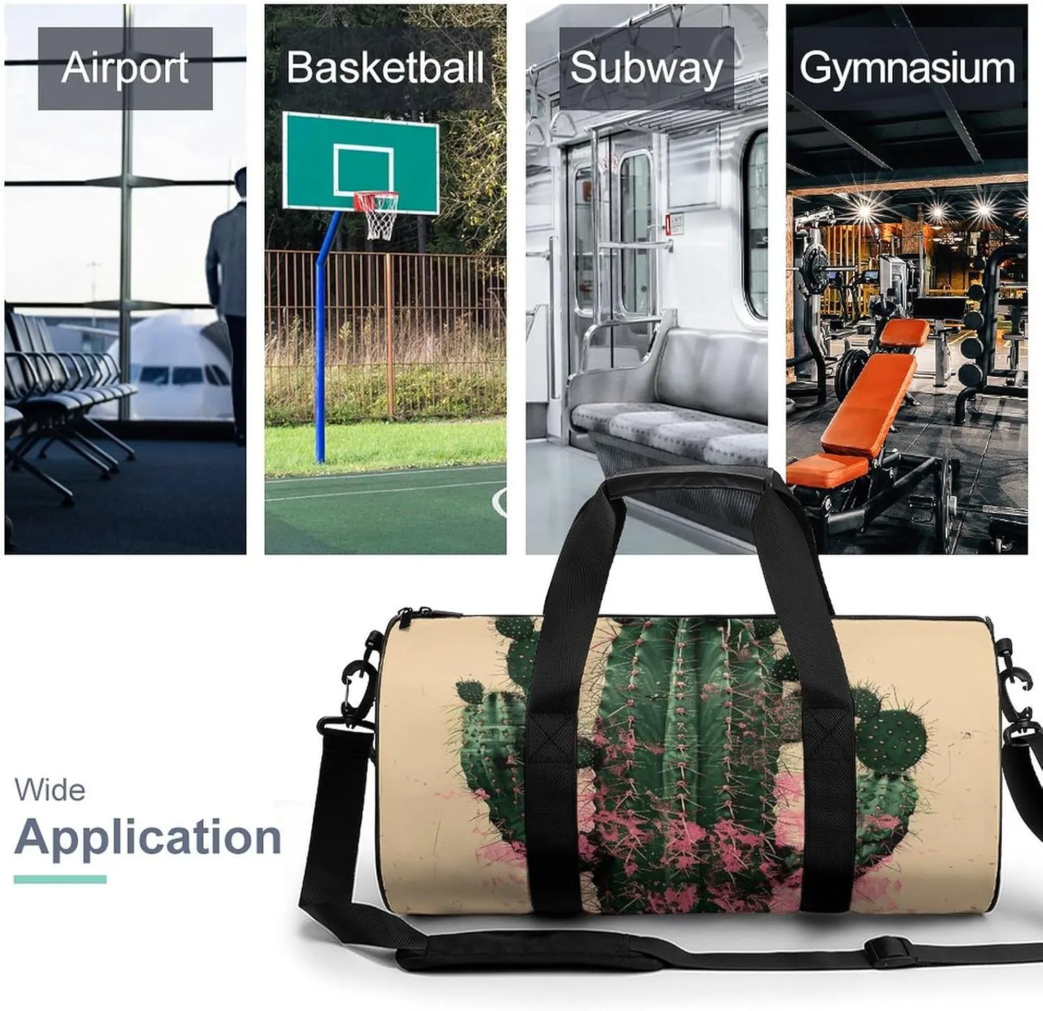 Gym Bag Cactus And Plants Duffel Bag for Men Women Overnight Bag with Shoe Compartment Workout Bags