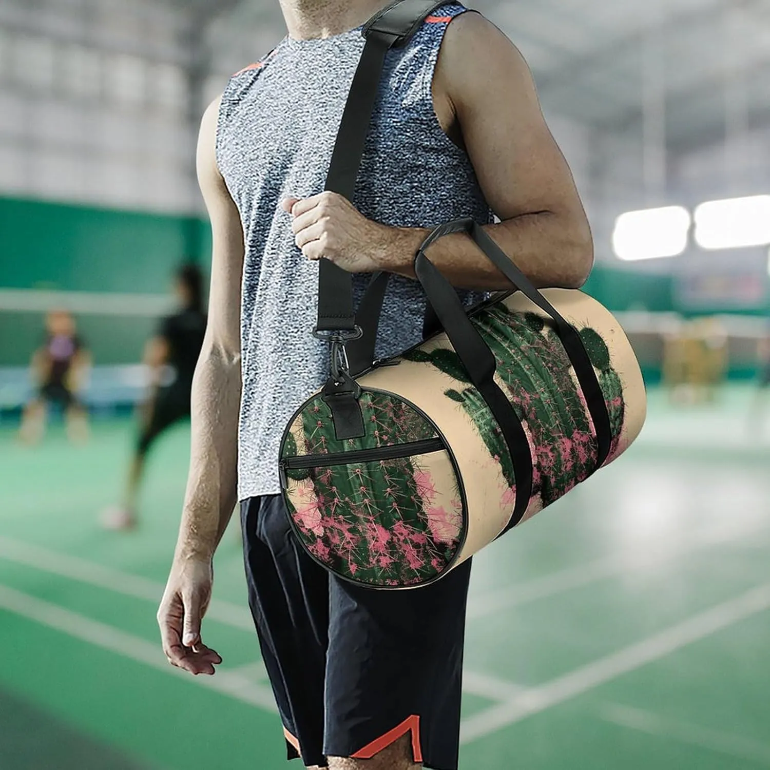 Gym Bag Cactus And Plants Duffel Bag for Men Women Overnight Bag with Shoe Compartment Workout Bags