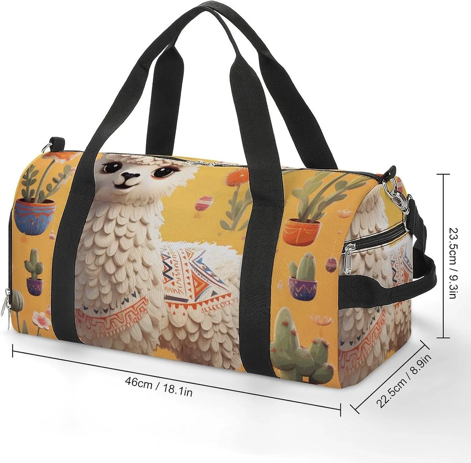 Gym Bag Cartoon Alpaca Duffel Bag for Men Women Overnight Bag with Shoe Compartment Workout Bags
