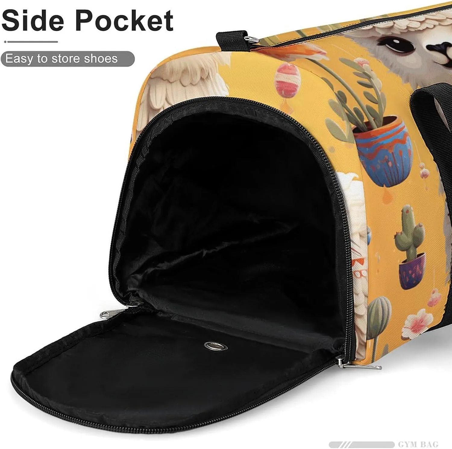 Gym Bag Cartoon Alpaca Duffel Bag for Men Women Overnight Bag with Shoe Compartment Workout Bags