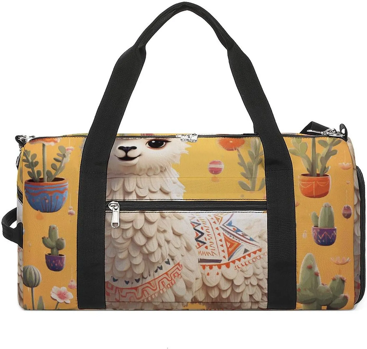 Gym Bag Cartoon Alpaca Duffel Bag for Men Women Overnight Bag with Shoe Compartment Workout Bags