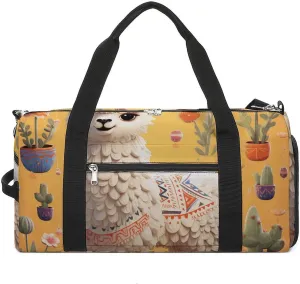 Gym Bag Cartoon Alpaca Duffel Bag for Men Women Overnight Bag with Shoe Compartment Workout Bags