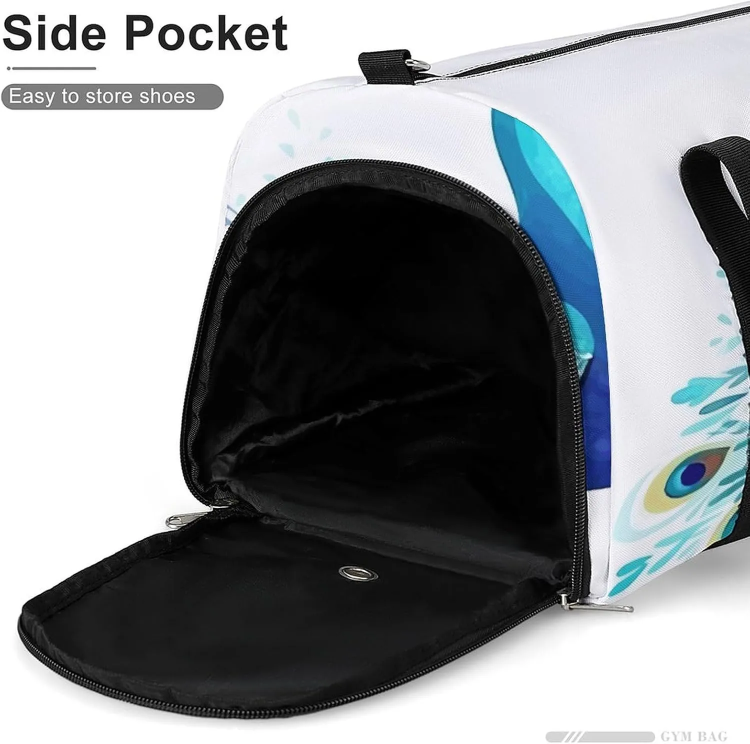 Gym Bag Cartoon Blue Peacock Duffel Bag for Men Women Overnight Bag with Shoe Compartment Workout Bags