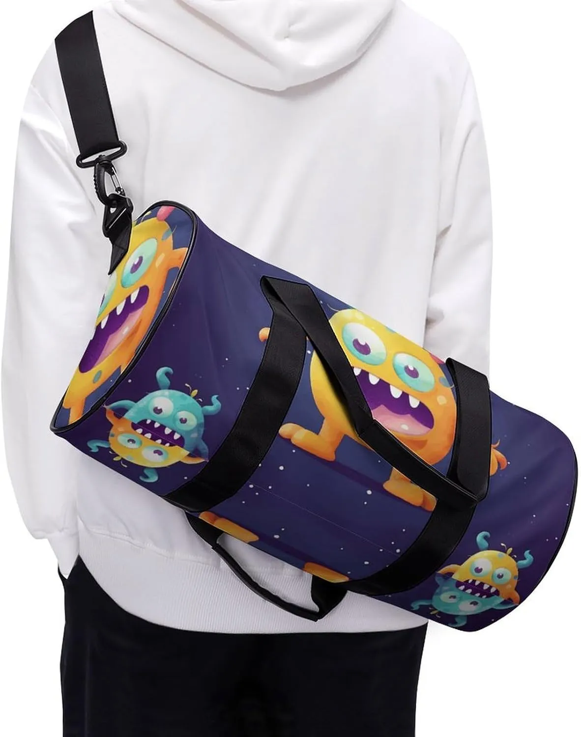Gym Bag Cartoon Colorful Monster Duffel Bag for Men Women Overnight Bag with Shoe Compartment Workout Bags