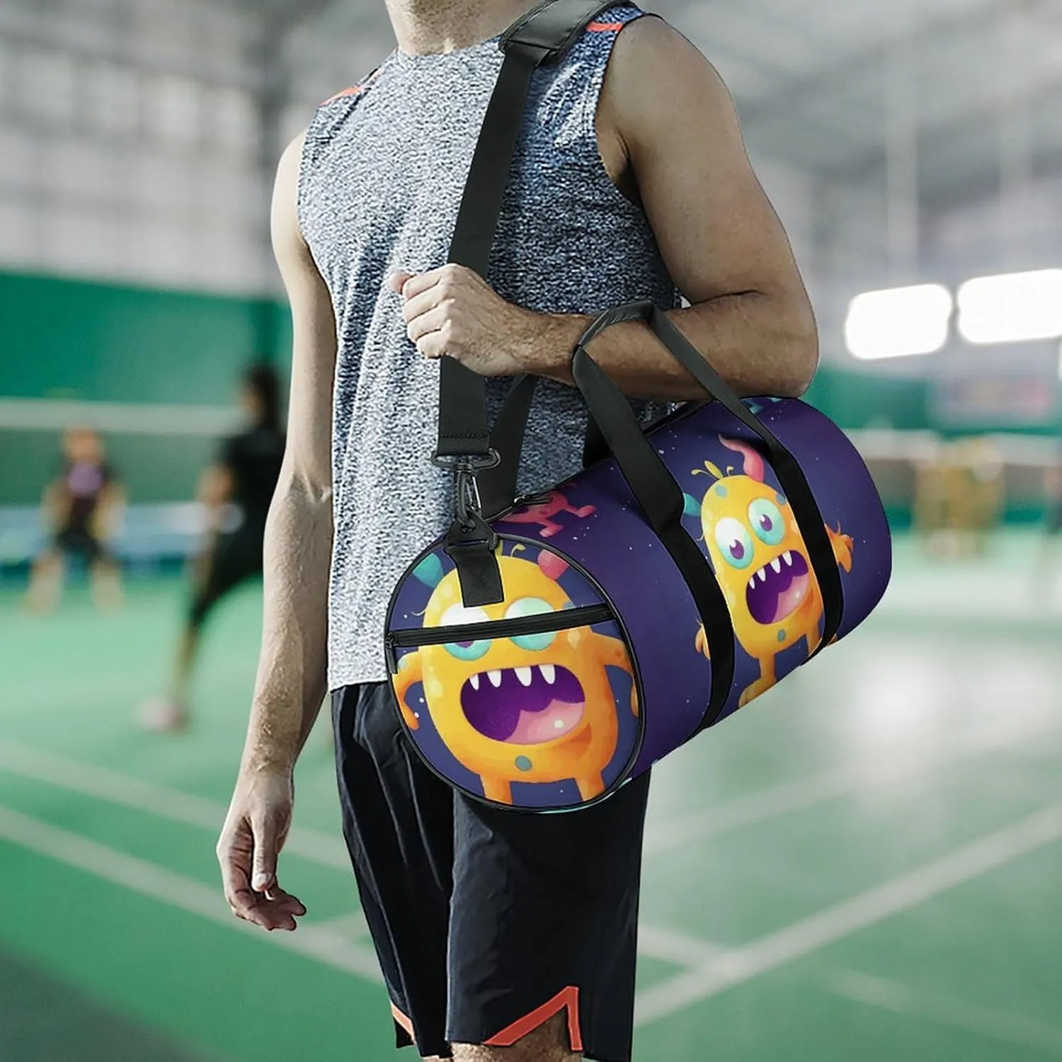 Gym Bag Cartoon Colorful Monster Duffel Bag for Men Women Overnight Bag with Shoe Compartment Workout Bags