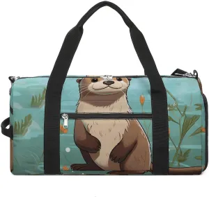 Gym Bag Cartoon Cute Otter Duffel Bag for Men Women Overnight Bag with Shoe Compartment Workout Bags