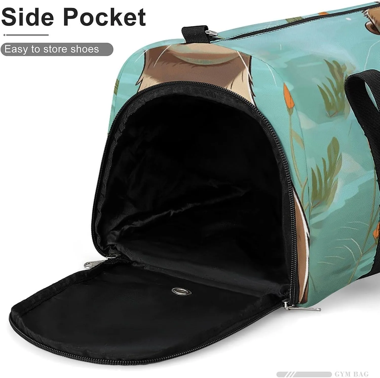 Gym Bag Cartoon Cute Otter Duffel Bag for Men Women Overnight Bag with Shoe Compartment Workout Bags