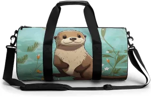 Gym Bag Cartoon Cute Otter Duffel Bag for Men Women Overnight Bag with Shoe Compartment Workout Bags