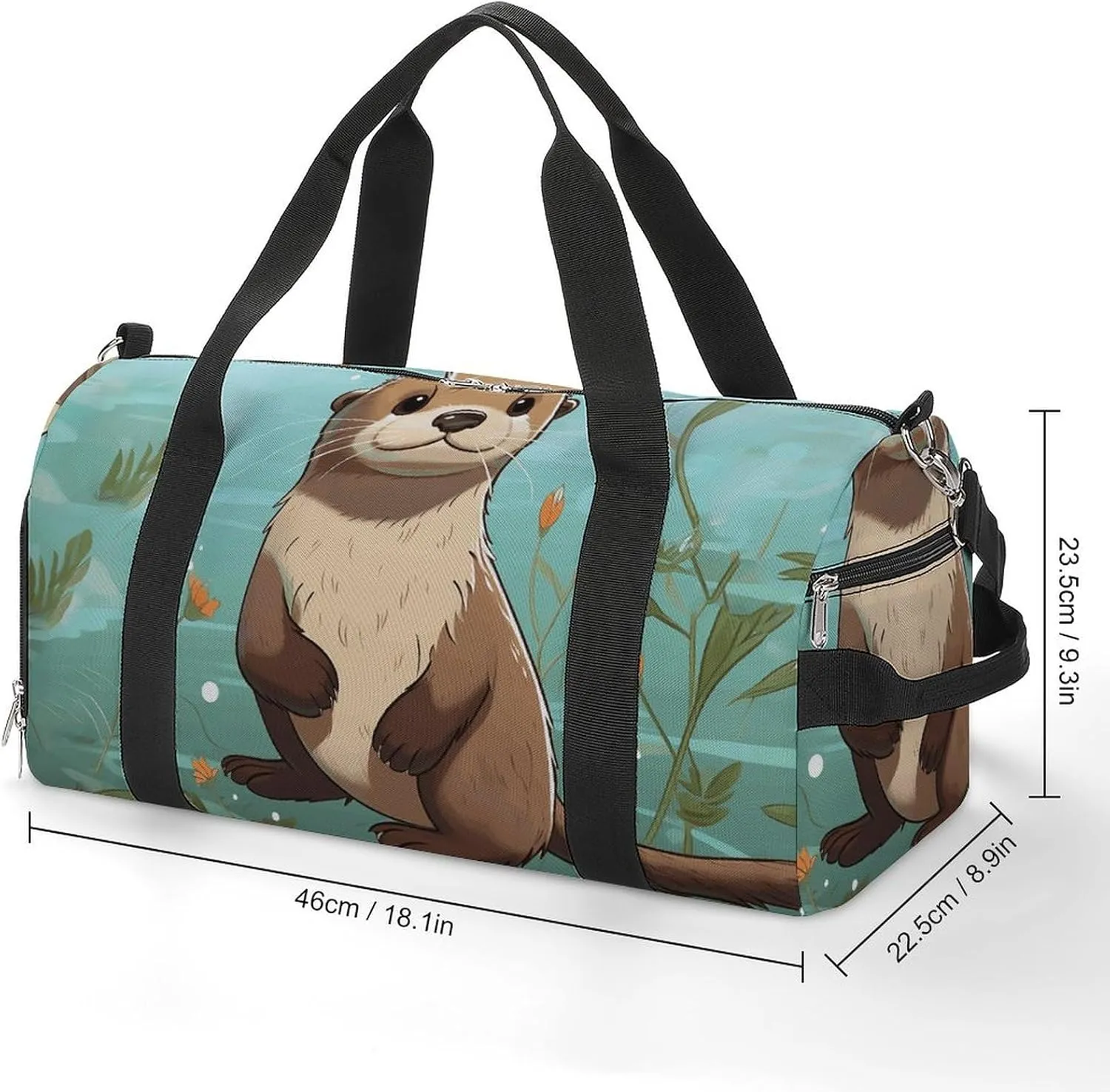 Gym Bag Cartoon Cute Otter Duffel Bag for Men Women Overnight Bag with Shoe Compartment Workout Bags