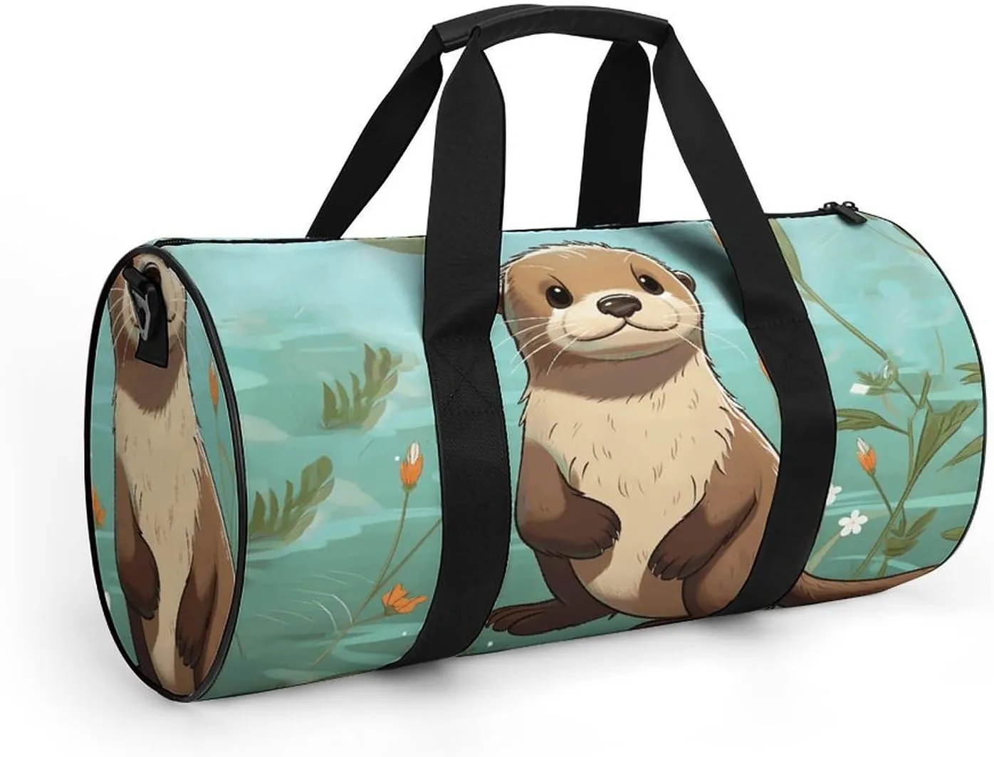 Gym Bag Cartoon Cute Otter Duffel Bag for Men Women Overnight Bag with Shoe Compartment Workout Bags