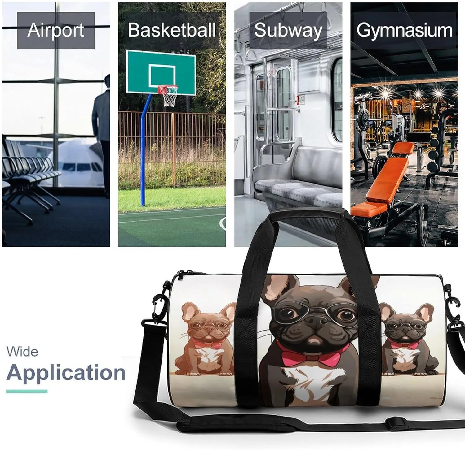 Gym Bag Cartoon Dog Duffel Bag for Men Women Overnight Bag with Shoe Compartment Workout Bags