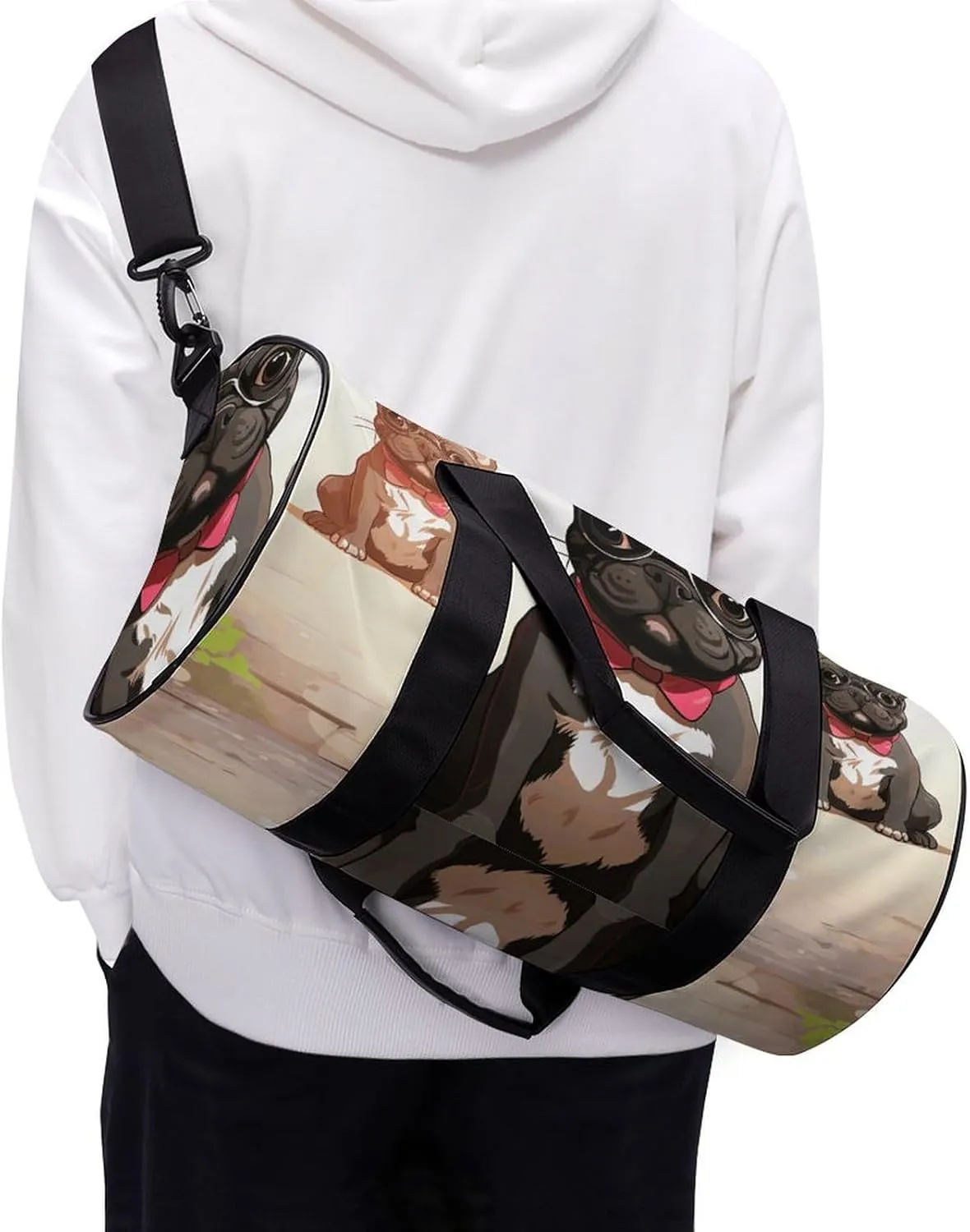 Gym Bag Cartoon Dog Duffel Bag for Men Women Overnight Bag with Shoe Compartment Workout Bags