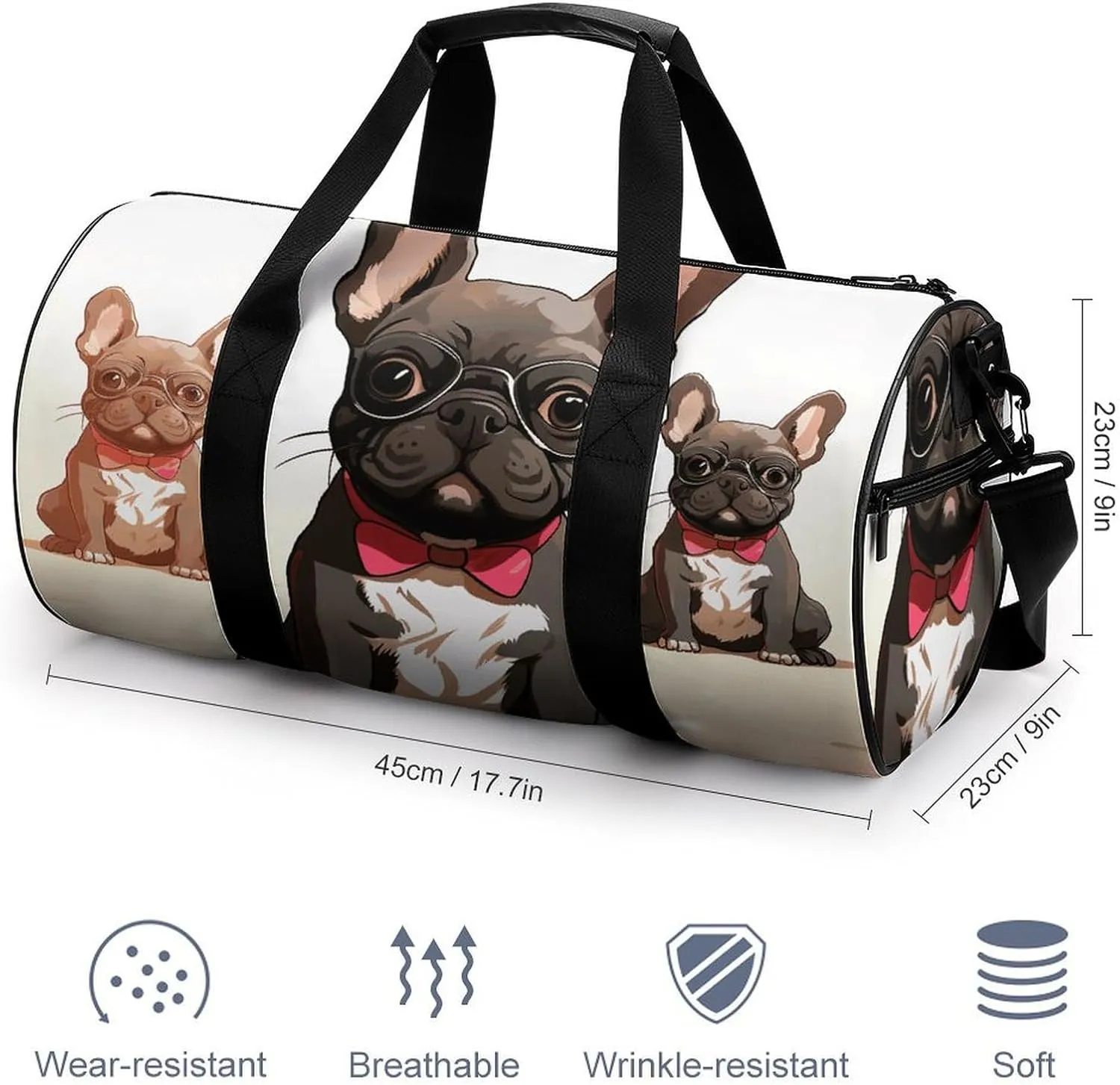 Gym Bag Cartoon Dog Duffel Bag for Men Women Overnight Bag with Shoe Compartment Workout Bags