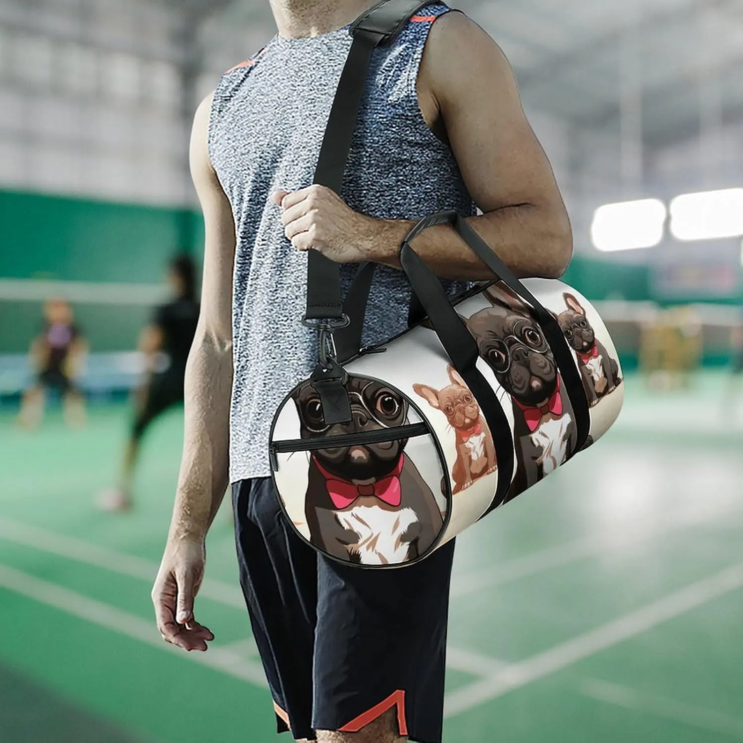 Gym Bag Cartoon Dog Duffel Bag for Men Women Overnight Bag with Shoe Compartment Workout Bags