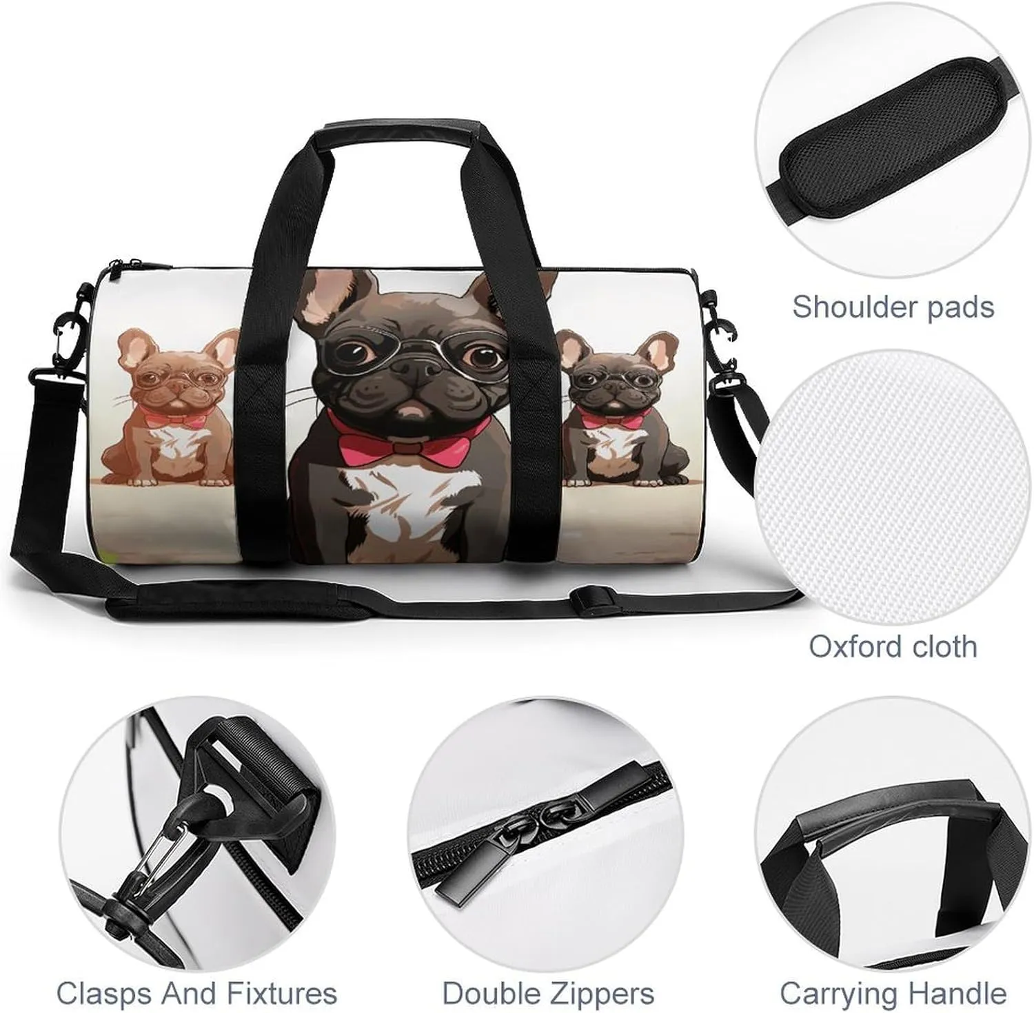 Gym Bag Cartoon Dog Duffel Bag for Men Women Overnight Bag with Shoe Compartment Workout Bags