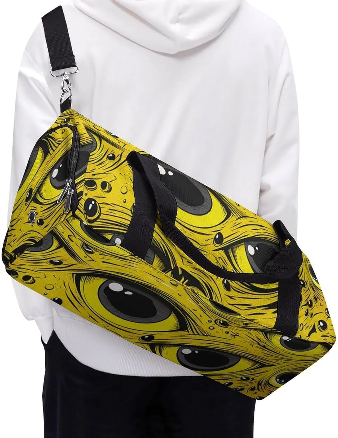 Gym Bag Cartoon Eyes Pattern Duffel Bag for Men Women Overnight Bag with Shoe Compartment Workout Bags