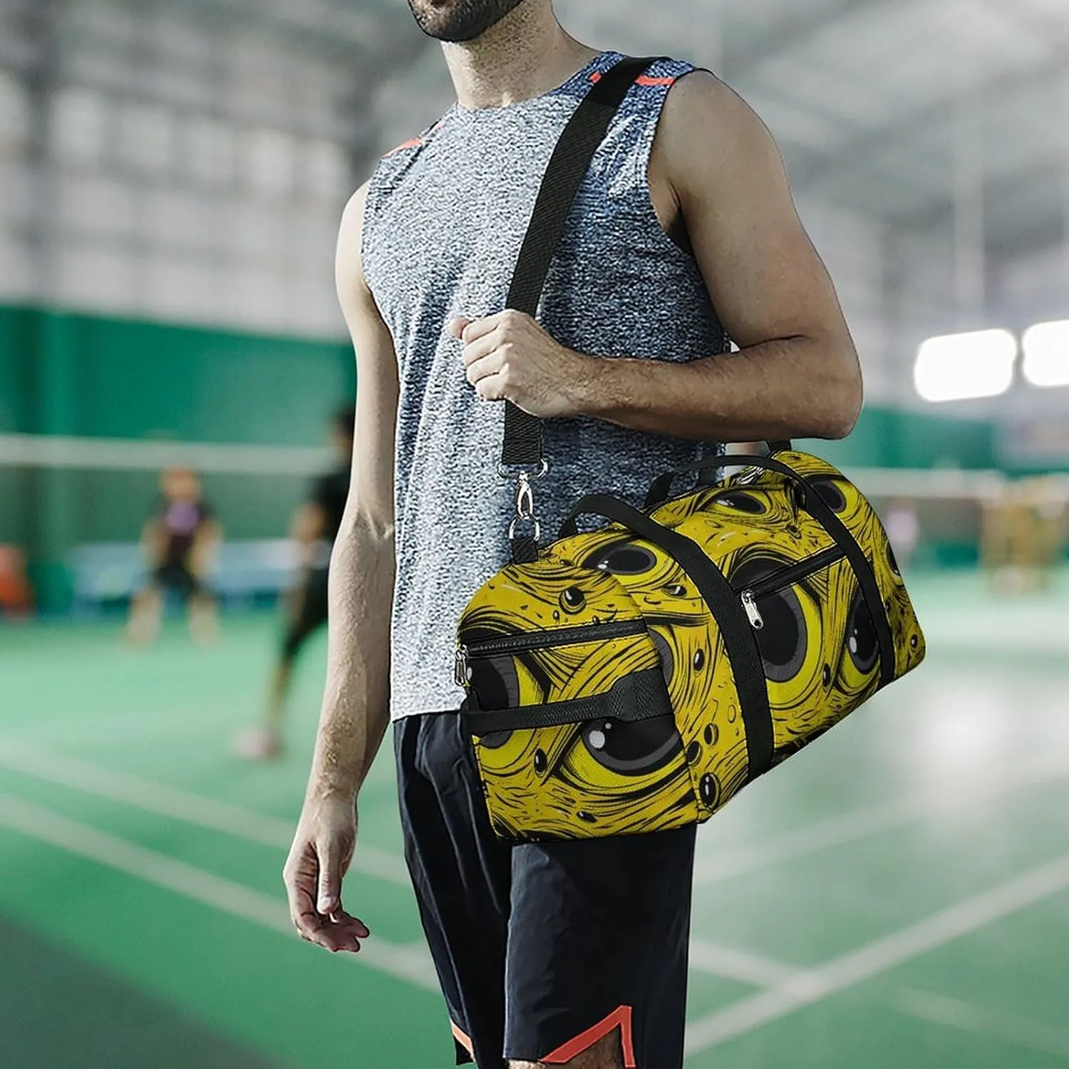 Gym Bag Cartoon Eyes Pattern Duffel Bag for Men Women Overnight Bag with Shoe Compartment Workout Bags