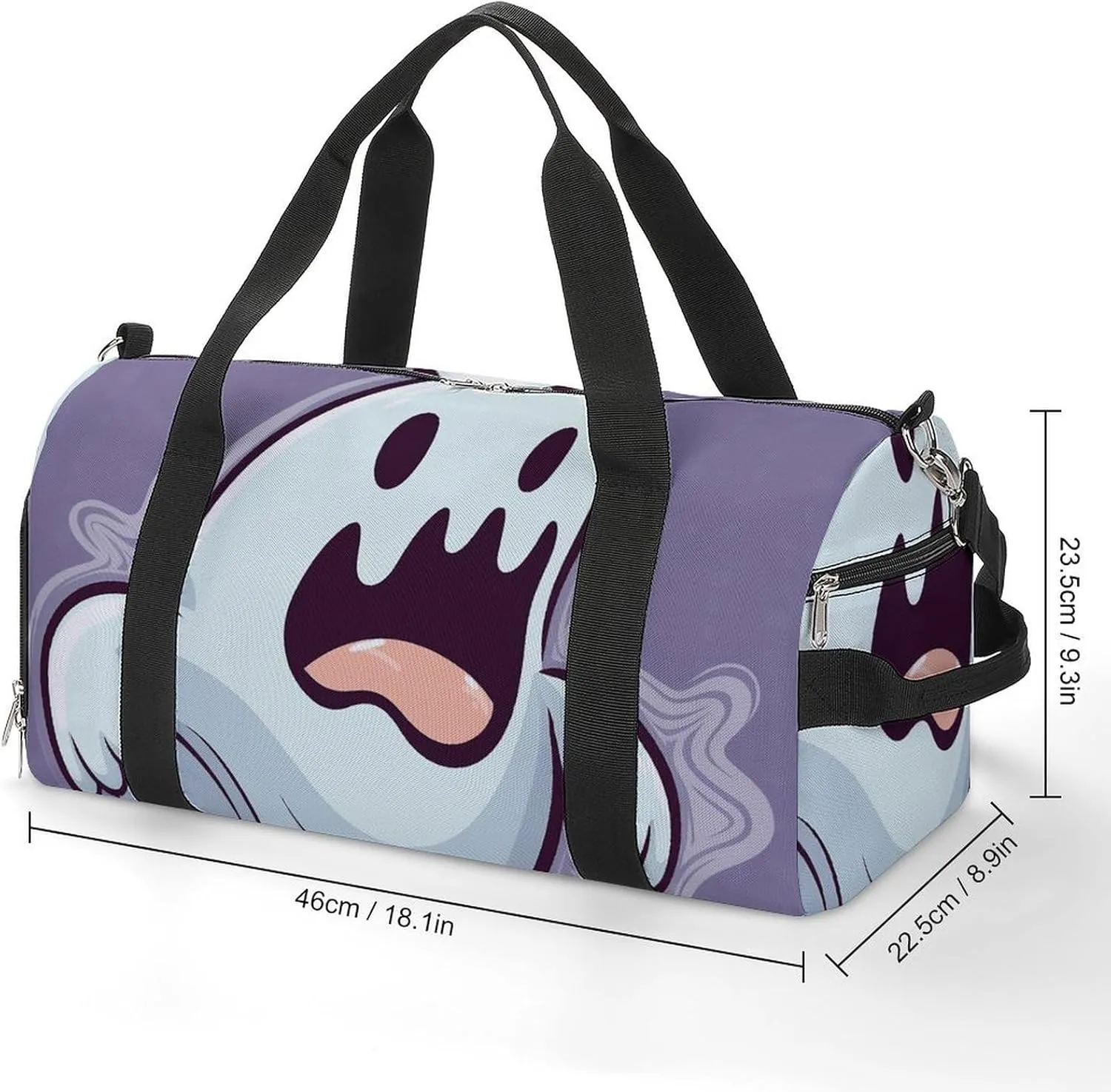 Gym Bag Cartoon Ghost Duffel Bag for Men Women Overnight Bag with Shoe Compartment Workout Bags
