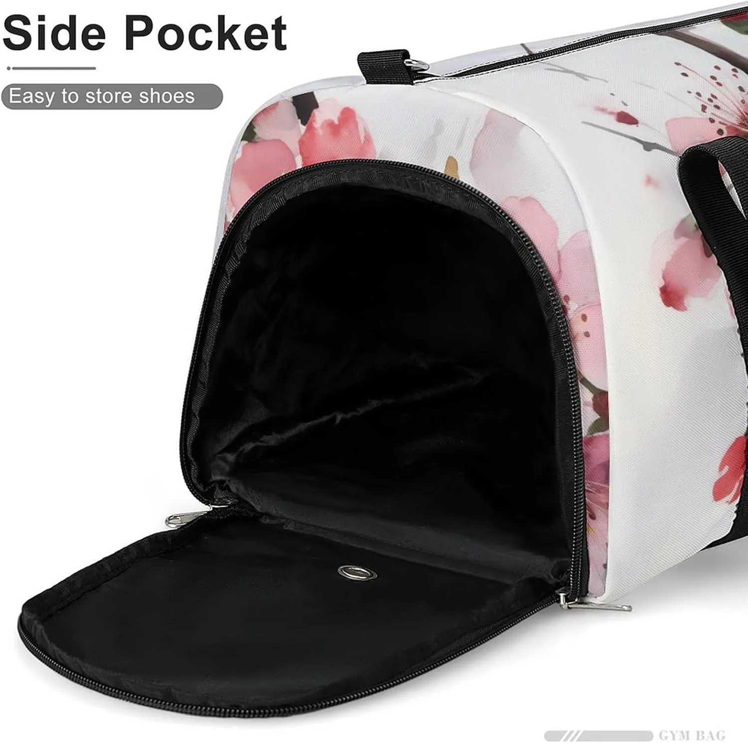 Gym Bag Cherry Blossom Watercolor Duffel Bag for Men Women Overnight Bag with Shoe Compartment Workout Bags