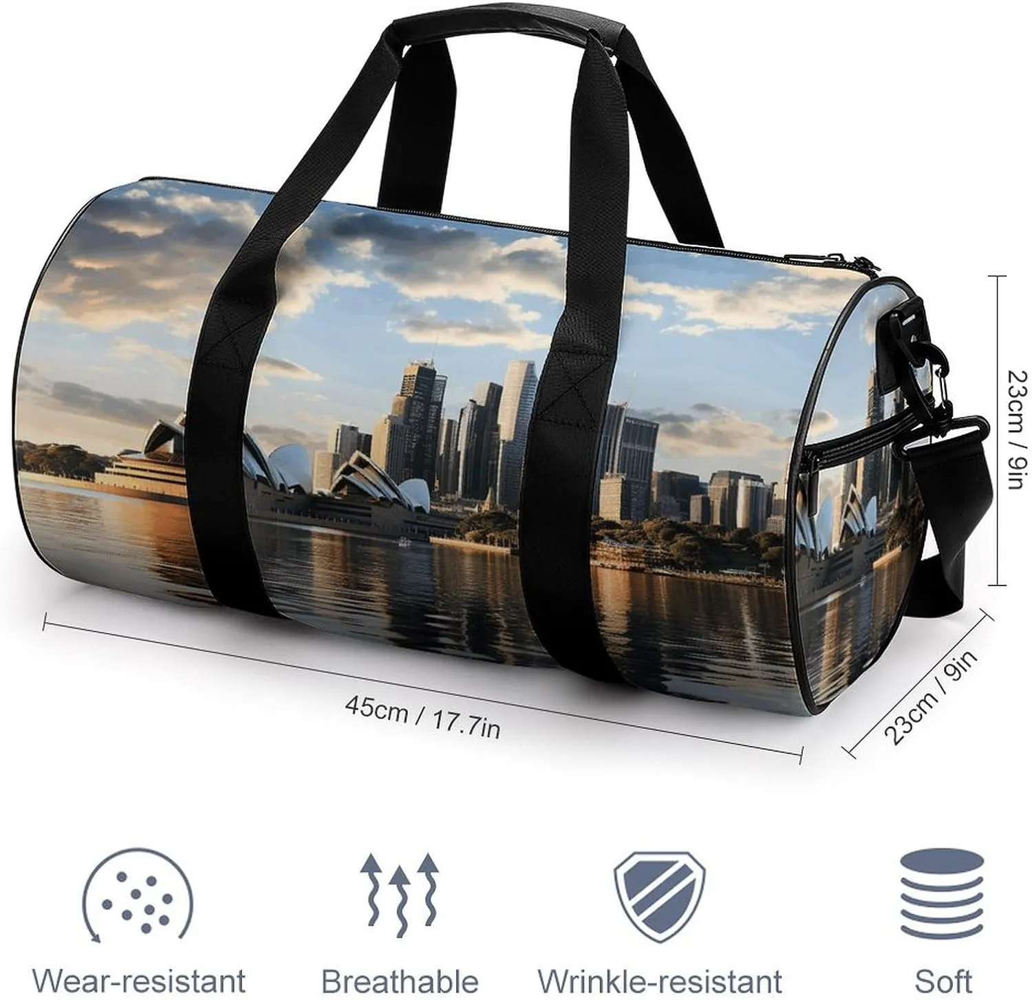 Gym Bag City Sydney Duffel Bag for Men Women Overnight Bag with Shoe Compartment Workout Bags