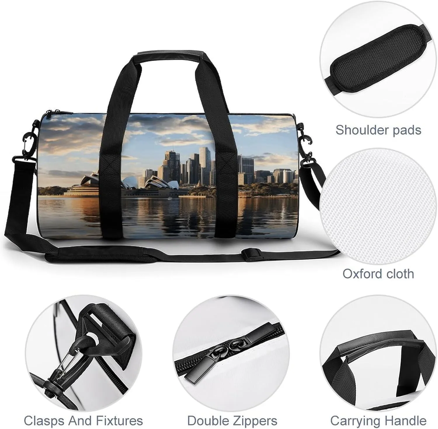 Gym Bag City Sydney Duffel Bag for Men Women Overnight Bag with Shoe Compartment Workout Bags