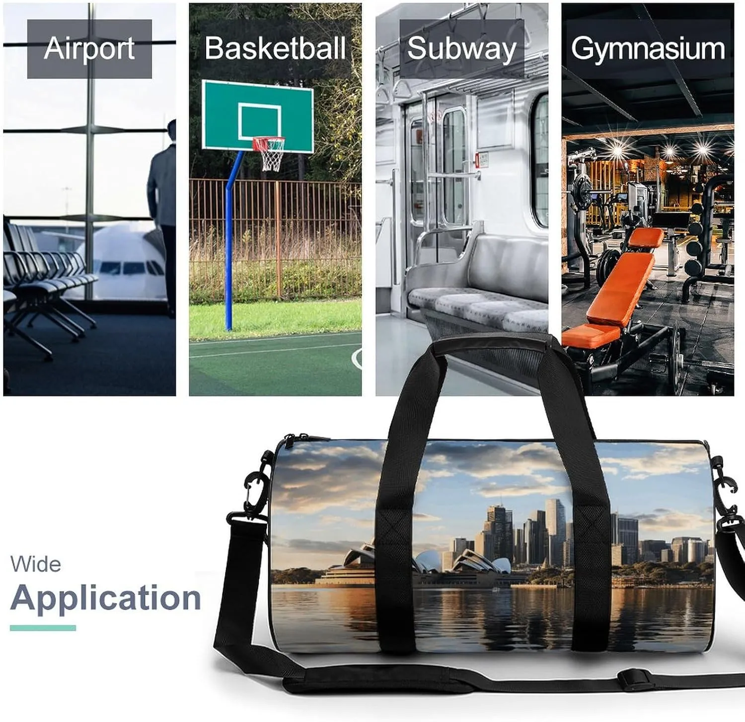 Gym Bag City Sydney Duffel Bag for Men Women Overnight Bag with Shoe Compartment Workout Bags