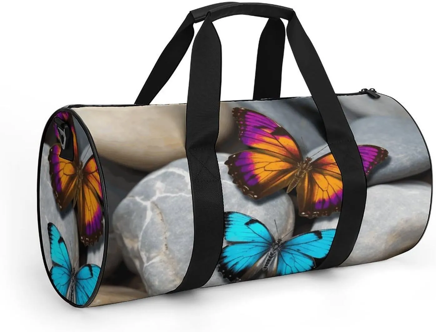 Gym Bag Colorful Butterfly Stone Duffel Bag for Men Women Overnight Bag with Shoe Compartment Workout Bags