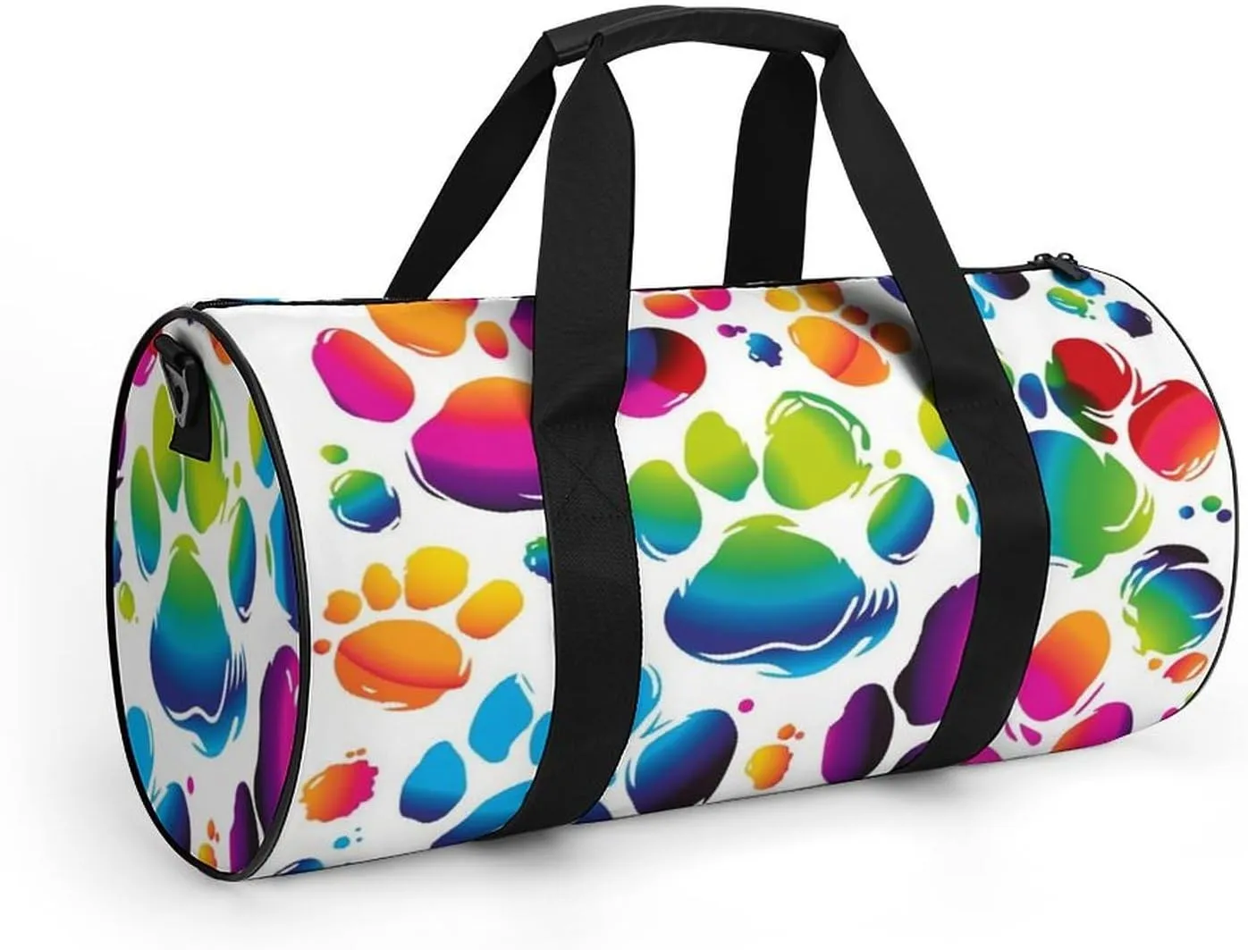 Gym Bag Colorful Dog Paw Print Duffel Bag for Men Women Overnight Bag with Shoe Compartment Workout Bags